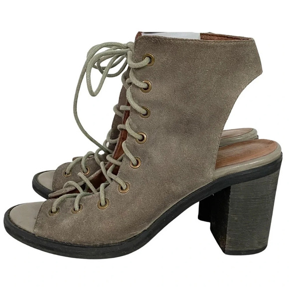 Jeffrey Campbell For Free People Cors Lace Up Suede Booties Heels Shoes Size 8 - Picture 1 of 16